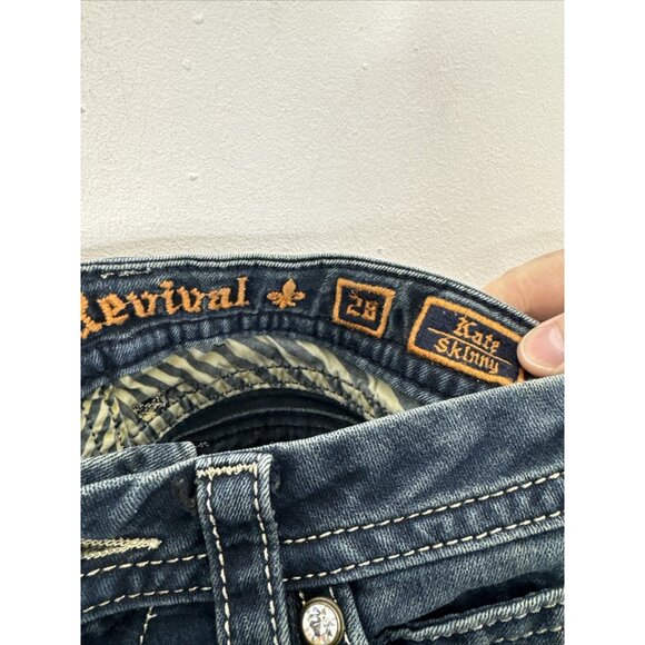 Rock Revival Kate Skinny Woman 28X30  Western Thick Stitch Flap Dark Stretch - Picture 6 of 7